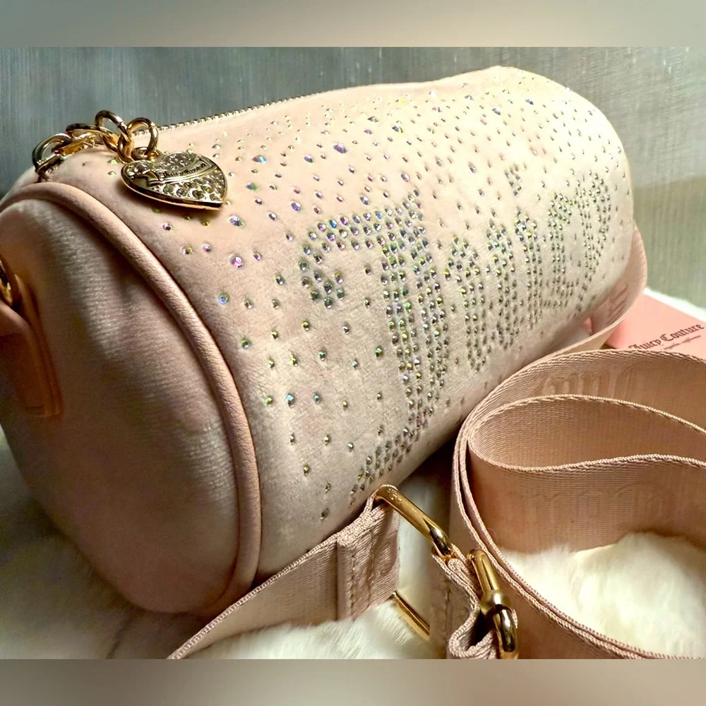 NEW Juicy Couture Pink Fuzzy Roll Crossbody Bag